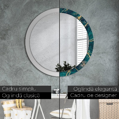 Miroir rond imprimé Marbre malachite vert