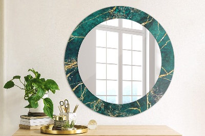 Miroir rond imprimé Marbre malachite vert