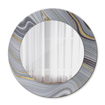 Miroir rond avec décoration Marbre gris
