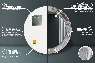 Miroir rond avec décoration Marbre gris