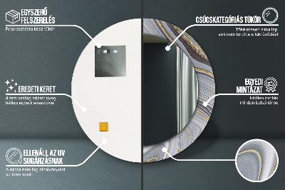 Miroir rond avec décoration Marbre gris