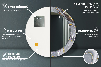 Miroir rond avec décoration Marbre gris