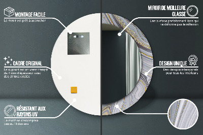 Miroir rond avec décoration Marbre gris