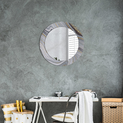 Miroir rond avec décoration Marbre gris