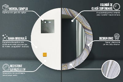 Miroir rond avec décoration Marbre gris