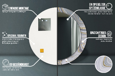 Miroir rond avec décoration Marbre gris