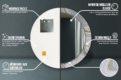 Miroir rond avec décoration Marbre gris