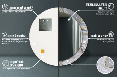Miroir rond avec décoration Marbre gris