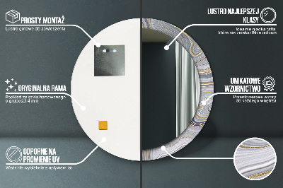 Miroir rond avec décoration Marbre gris