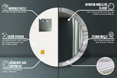 Miroir rond avec décoration Marbre gris