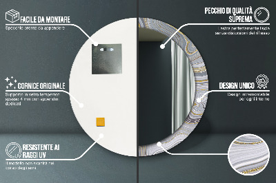 Miroir rond avec décoration Marbre gris