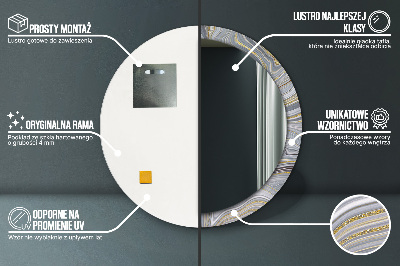 Miroir rond avec décoration Marbre gris