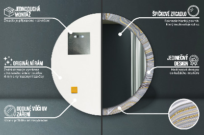 Miroir rond avec décoration Marbre gris