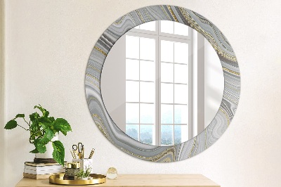 Miroir rond avec décoration Marbre gris