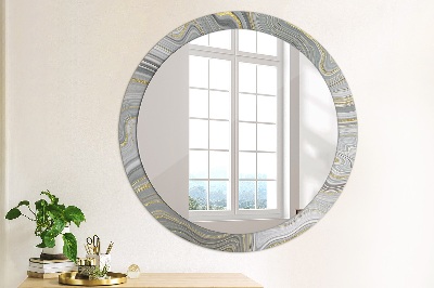 Miroir rond avec décoration Marbre gris