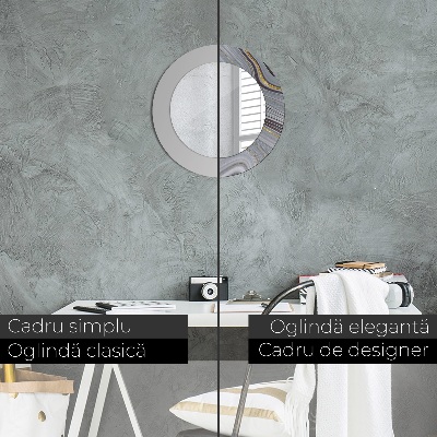 Miroir rond avec décoration Marbre gris