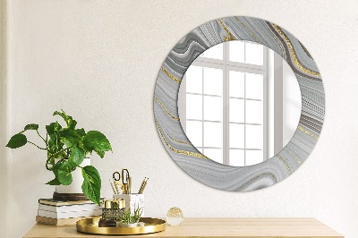 Miroir rond avec décoration Marbre gris