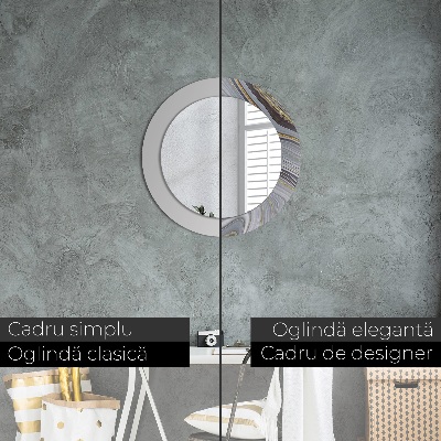 Miroir rond avec décoration Marbre gris