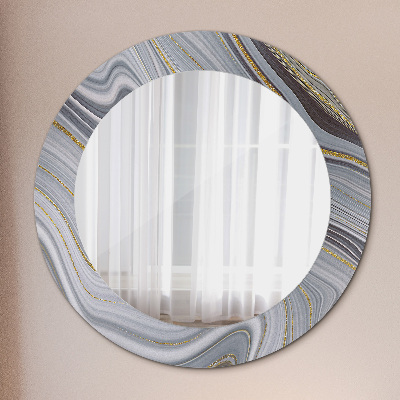 Miroir rond avec décoration Marbre gris