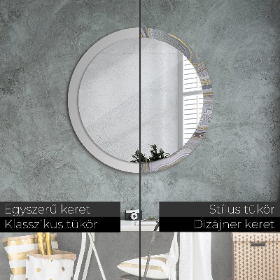 Miroir rond avec décoration Marbre gris