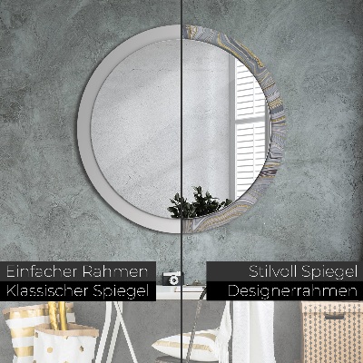 Miroir rond avec décoration Marbre gris