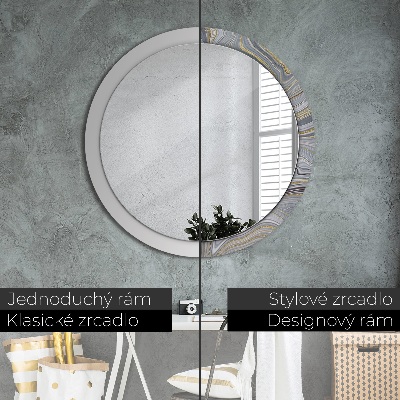 Miroir rond avec décoration Marbre gris