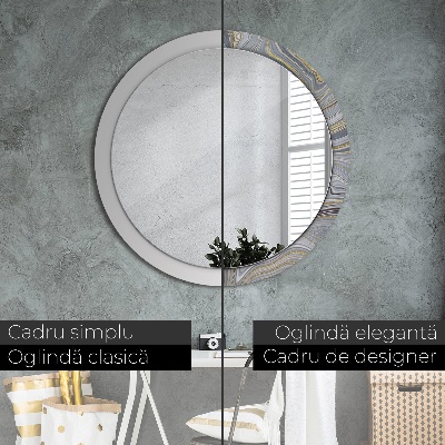 Miroir rond avec décoration Marbre gris