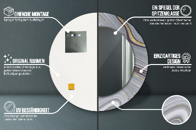Miroir rond avec décoration Marbre gris