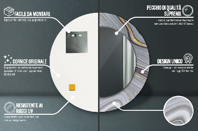 Miroir rond avec décoration Marbre gris