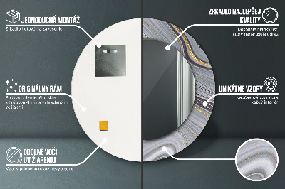 Miroir rond avec décoration Marbre gris