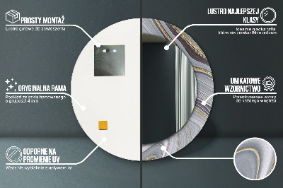 Miroir rond avec décoration Marbre gris