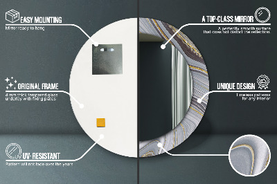 Miroir rond avec décoration Marbre gris