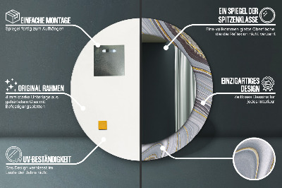 Miroir rond avec décoration Marbre gris