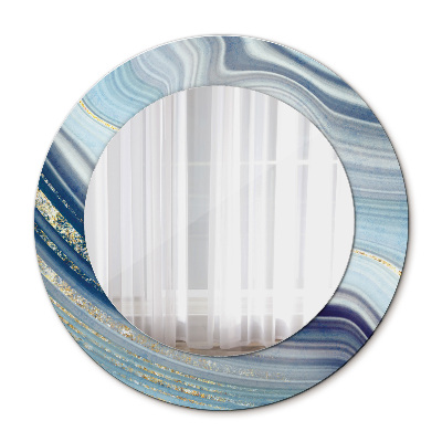 Miroir rond imprimé Marbre bleu
