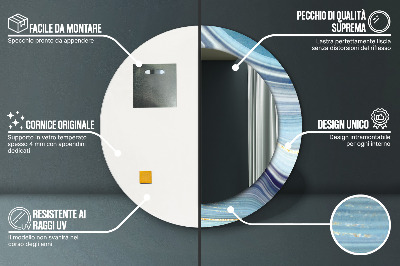Miroir rond imprimé Marbre bleu