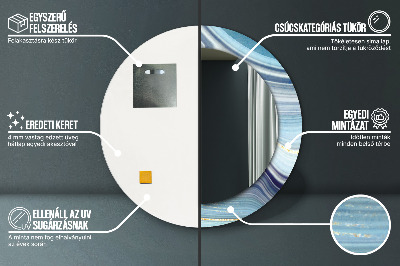 Miroir rond imprimé Marbre bleu