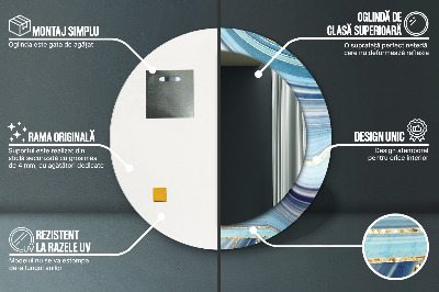 Miroir rond imprimé Marbre bleu