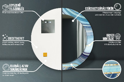 Miroir rond imprimé Marbre bleu