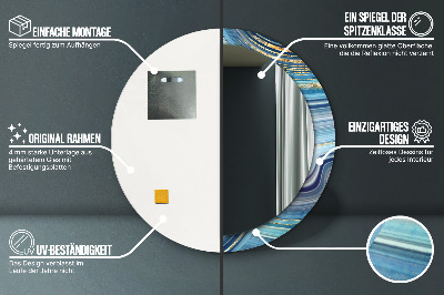 Miroir rond imprimé Marbre bleu