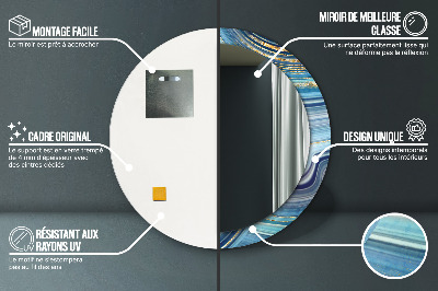 Miroir rond imprimé Marbre bleu