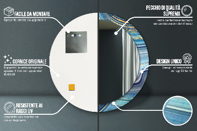Miroir rond imprimé Marbre bleu