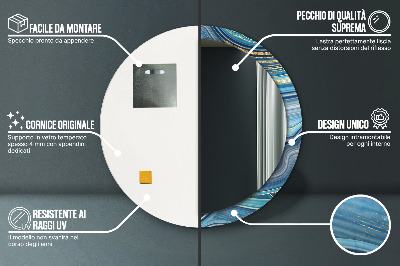 Miroir rond imprimé Marbre bleu