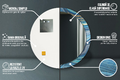 Miroir rond imprimé Marbre bleu