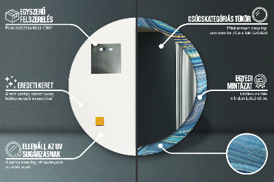 Miroir rond imprimé Marbre bleu