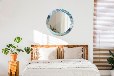 Miroir rond imprimé Marbre bleu