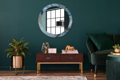 Miroir rond imprimé Marbre bleu