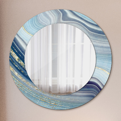 Miroir rond imprimé Marbre bleu