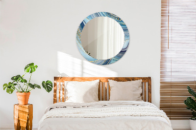 Miroir rond imprimé Marbre bleu