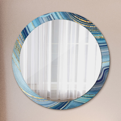 Miroir rond imprimé Marbre bleu