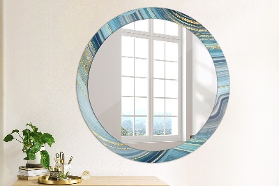 Miroir rond imprimé Marbre bleu